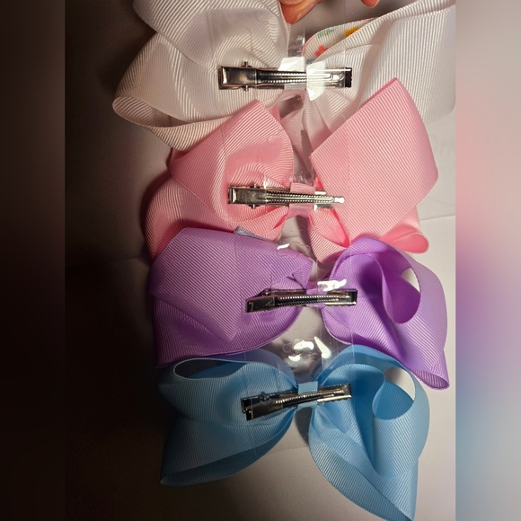 4 Colorful Bunny Hair Bows Girls - Picture 2 of 3